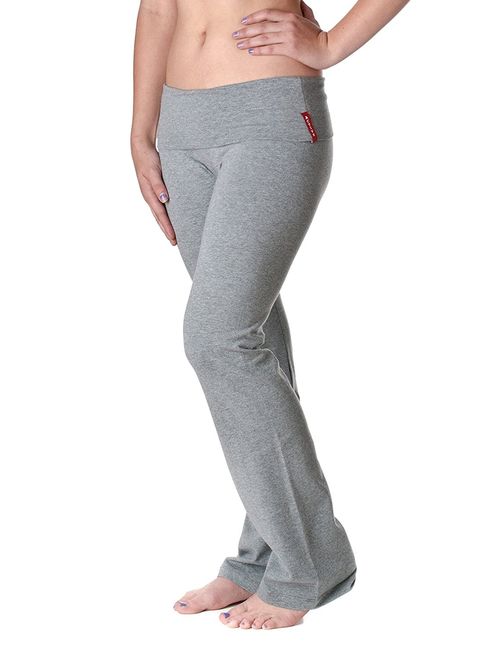 Casual Active Basic Women's Slimming Foldover Bootleg Flare Yoga Pants - Junior and Plus Sizes