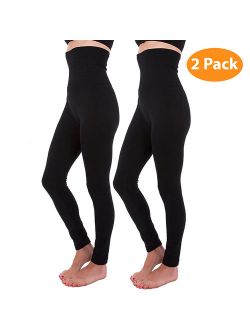 2-Pack Tummy Control Full Length High Waist Compression Leggings Top Pants Fleece Lined