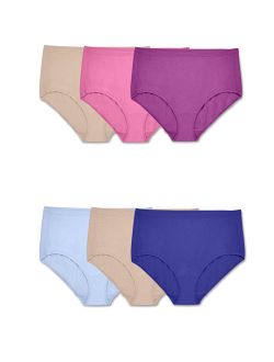 Fit for Me Women's Plus Assorted Beyondsoft Brief Panty, 6 Pack