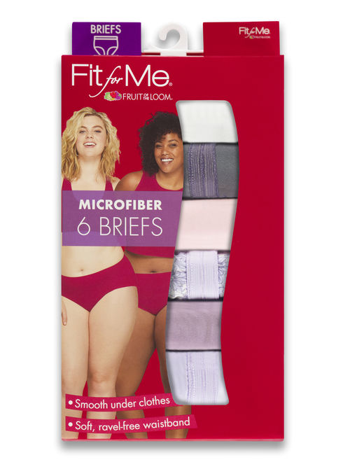 Fit for Me by Fruit of the Loom Fit for Me Women's Plus Microfiber Brief Panty, 6 Pack