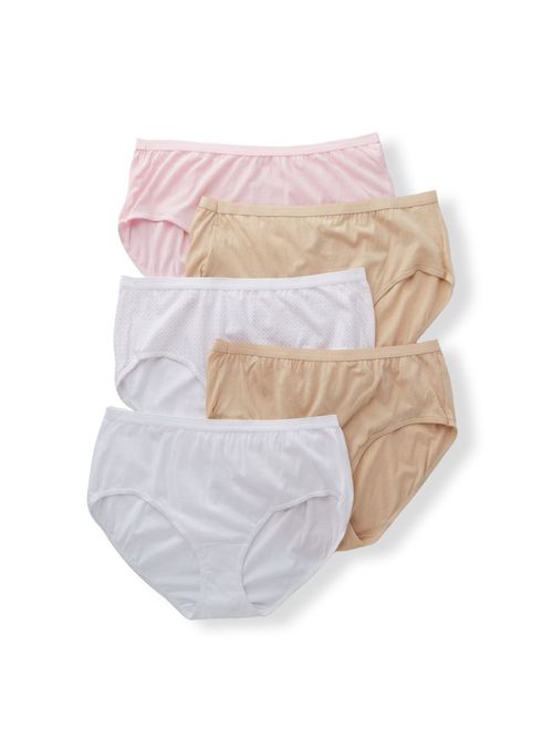 Just My Size Women's Plus Cotton Brief Assorted Panties - 5 Pack