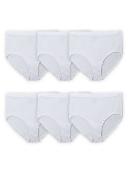Fit for Me Women's Plus Underwear White Cotton Briefs, 6 Pack