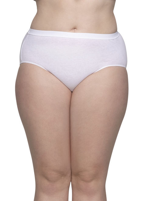 Fit for Me by Fruit of the Loom Fit for Me Women's Plus Underwear White Cotton Briefs, 6 Pack