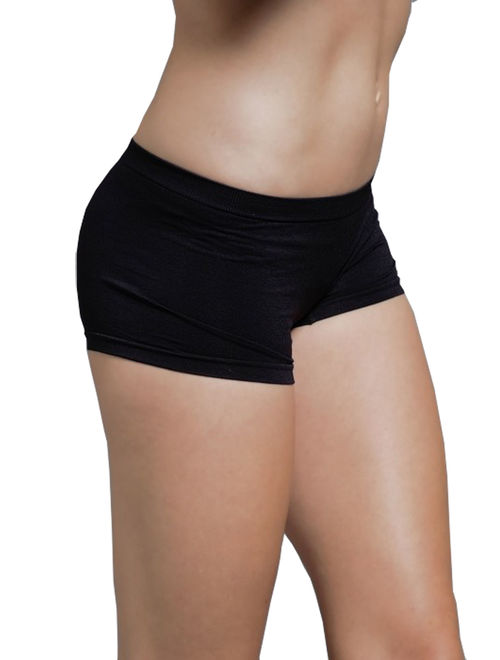 Women Basic Solid Color Seamless Dance Exercise Mini Panties Boy Shorts Brief Spankies