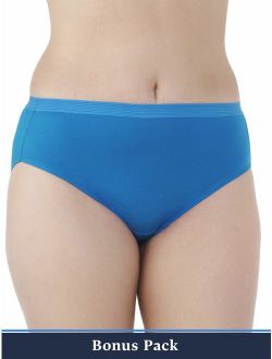 Fit for Me Women's Plus 6 2 Bonus Pack Assorted Breathable Micro-Mesh Brief Panties
