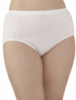 Women's Plus Cotton White Brief Panties - 5 Pack