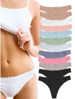 Jo & Bette (12 Pack) Cotton Thong Underwear For Women Panties Soft Sexy Lingerie Panty Set