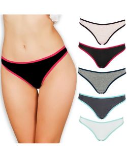Emprella Women's Underwear Thong Panties - 5 Pack Colors and Patterns May Vary
