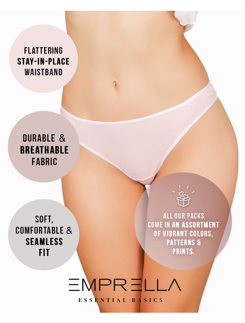 Emprella Women's Underwear Thong Panties - 5 Pack Colors and Patterns May Vary