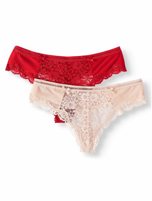 Smart & Sexy Ladies' Lace Thong Panty, 2-Pack