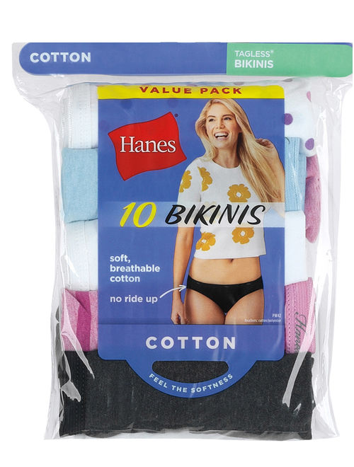 Hanes Women's Cotton Bikini Panties, 10-Pack