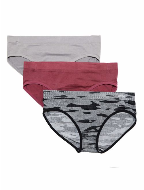 Rbx Women's athletic seamless hipster panties with camo - 3 pack