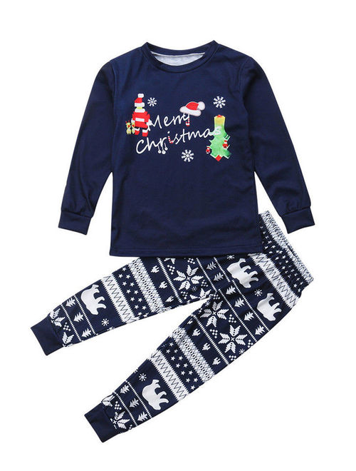 Christmas Family Matching Pajamas PJs Set Dad Mum Kids Baby Xmas Sleepwear