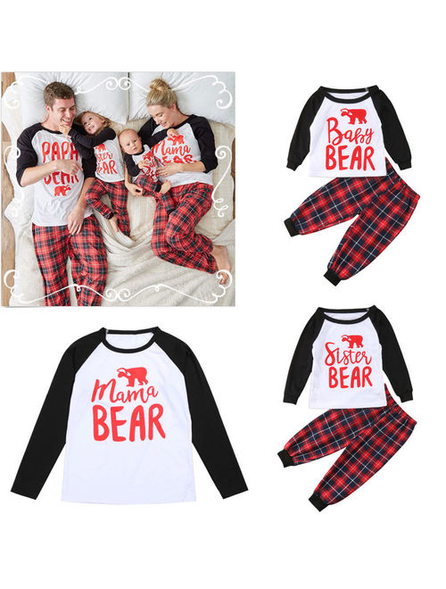 Pudcoco Family Matching Christmas Pajamas Set Women Baby Kids Sleepwear Nightwear