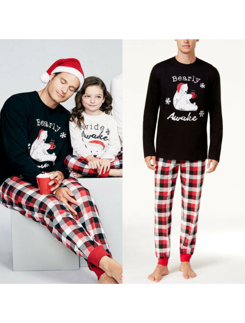 Pudcoco Christmas Family Matching Bear Pajamas Adult Women Kids Baby Sleepwear Outfits