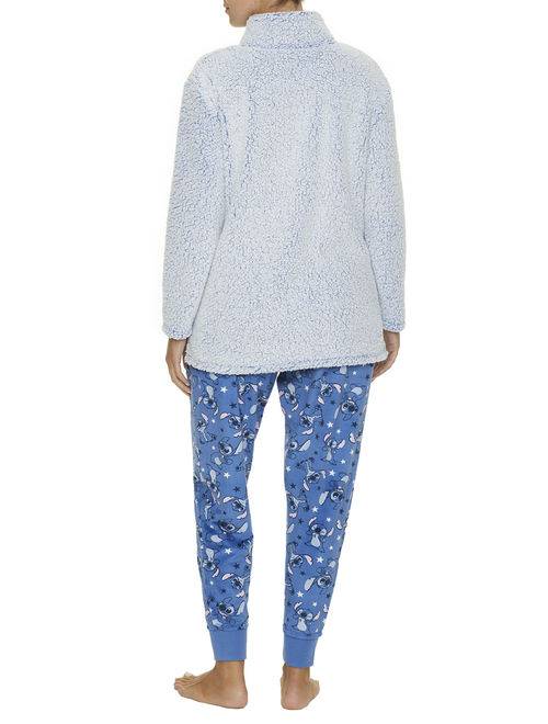 Disney Women's and Women's Plus Stitch Sherpa Sleep Top and Pant Pajama Set