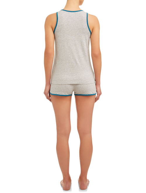 JV Apparel Women's and Women's Plus Knit 2-Piece Tank Top and Short Sleep Set