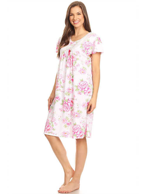 812 Womens Nightgown Sleepwear Cotton Pajamas - Woman Sleeveless Sleep Dress Nightshirt Pink XL