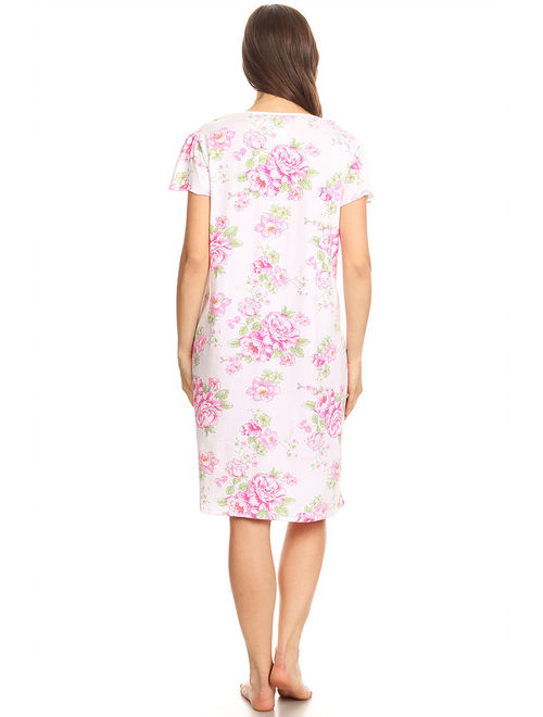 812 Womens Nightgown Sleepwear Cotton Pajamas - Woman Sleeveless Sleep Dress Nightshirt Pink XL