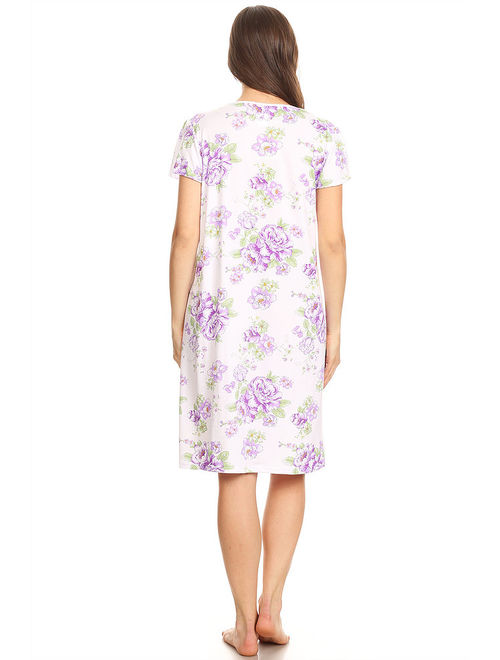 1812 Womens Nightgown Sleepwear Pajamas - Woman Sleeveless Sleep Dress Nightshirt Purple L