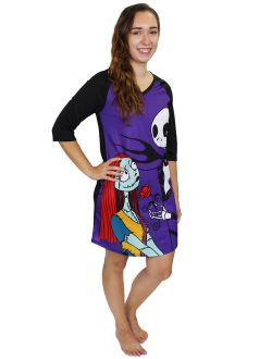 Nightmare Before Christmas Women's 3/4 Sleeve Dorm Nightgown Pajamas NB110XDH