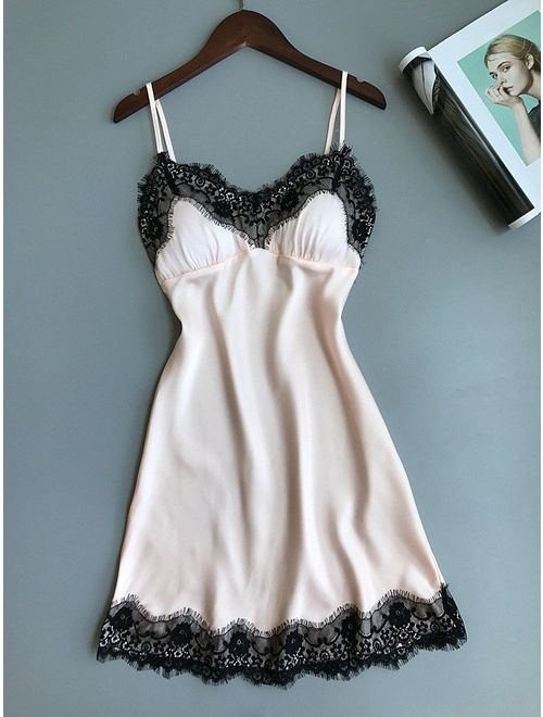 Women's Lace Strap Sleepwear Sleeveless Nightgown Night Dress