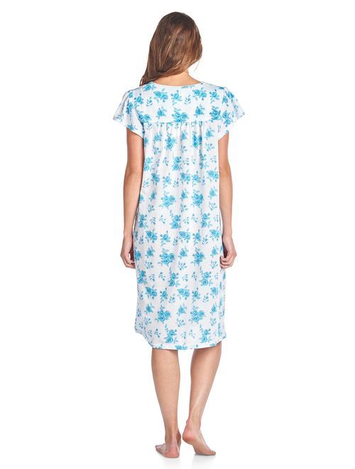Casual Nights Women's Cotton Short Sleeve Sleep Dress Nightshirt