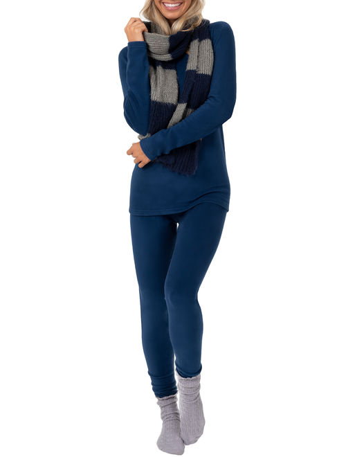 Fruit of the Loom Women's & Women's Plus Stretch Fleece Thermal Top and Pant Sleep Set