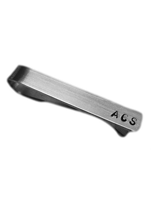 Hand Stamped Personalized Initials Tie Clip - Custom Tie Bar - Birthday Gift ...