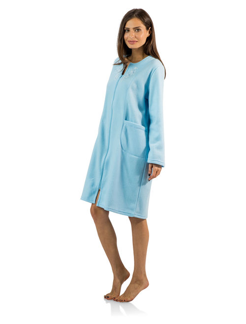 Casual Nights Women's Long Sleeve Zip Up Front Short Fleece Robe