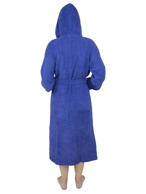 Women 100% Luxury Terry Cotton Hooded Shawl Bathrobe Toweling Spa