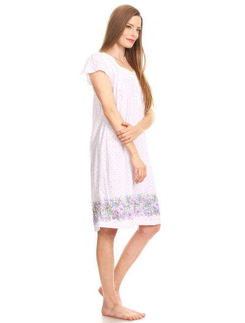 1Z00124 Womens Nightgown Sleepwear Pajamas Woman Sleep Dress Nightshirt Purple 2X