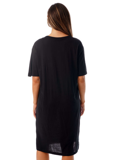 Christmas Screen Print Cotton Nightgown (Black - Candy Cane Wishes, 1X)