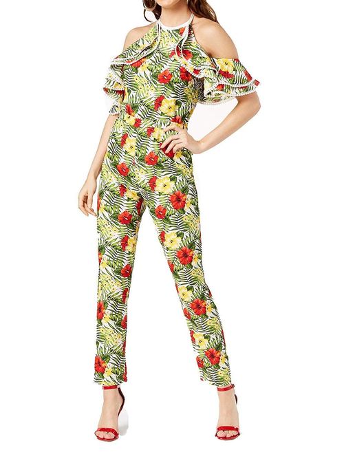 Womens Small Floral Cold Shoulder Jumpsuit S