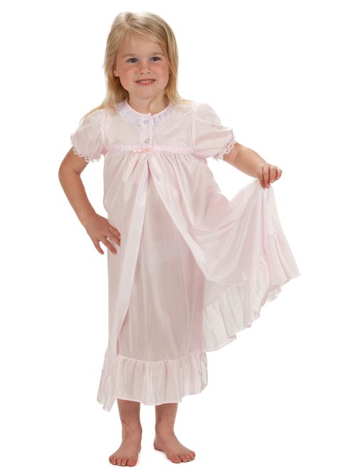 Laura Dare Girls Short Sleeve Tradition Peignoir Set in Solid Colors, 2T - 14