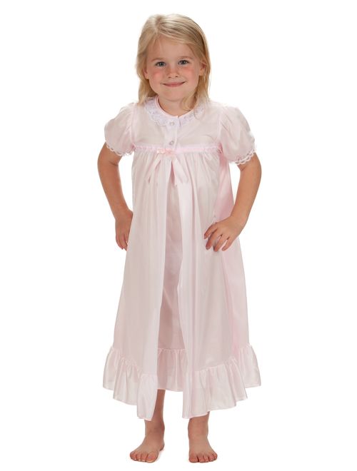 Laura Dare Girls Short Sleeve Tradition Peignoir Set in Solid Colors, 2T - 14
