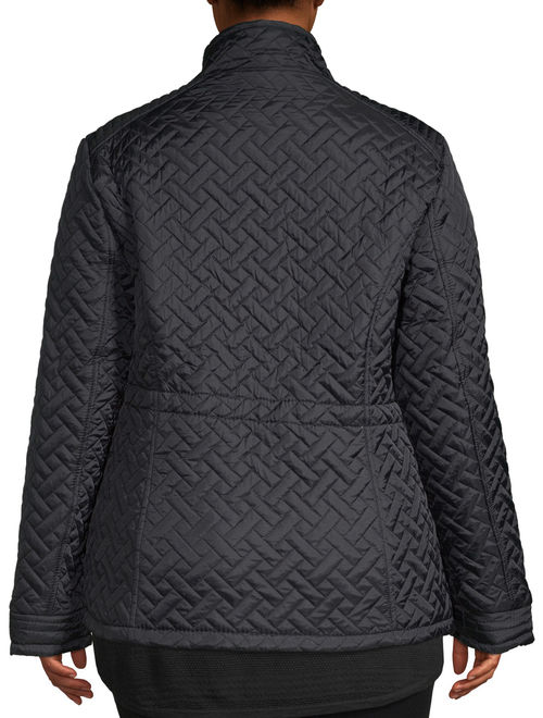 Big Chill Women's Plus Size Basketweave Quilted Anorak Jacket