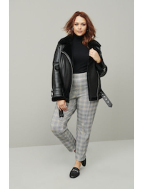 Mark Alan New York Women's Plus Leather Faux Fur Collar Jacket