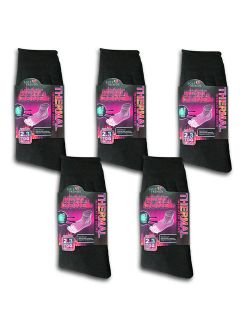5 Pairs of Women Thermal Insulated Heated Winter Boot Socks (Black, 5 Pack)