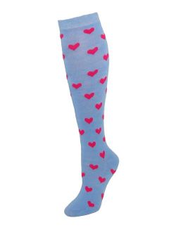CTM Heart Print Knee High Socks (Women's)