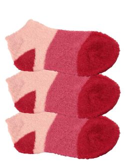 Women's Extra Large Super Aloe Infused Fuzzy Nylon Socks (3 Pairs), Strawberry