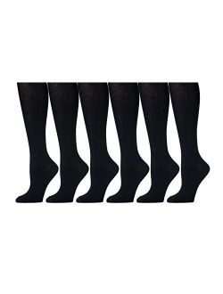 Yacht & Smith 6 Pairs Of Womens Knee High Socks, Casual Comfortable Knee High (Black)