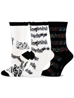TeeHee Music Cotton Crew Socks for Women and Men 3-Pack