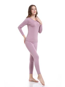 TAW Womens 2pc Ultra Soft Thermal Underwear Set Fleece Lined Shirt and Long John