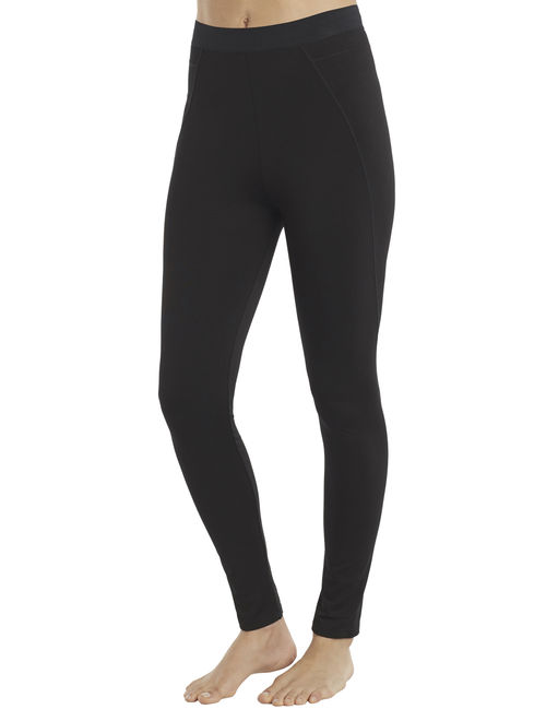 ClimateRight by Cuddl Duds Women's and Women's Plus Plush Warmth Long Underwear Legging, Blackest Black, Size Large