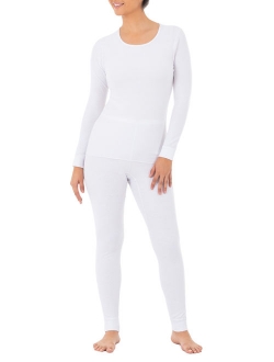 Women's and Women's Plus Thermal Waffle Lounge Top and Bottom- 2 Pack Set
