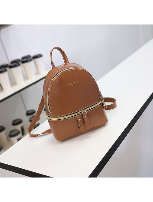 Women Girl Mini Faux Leather Backpack Rucksack School Bag Travel Handbag