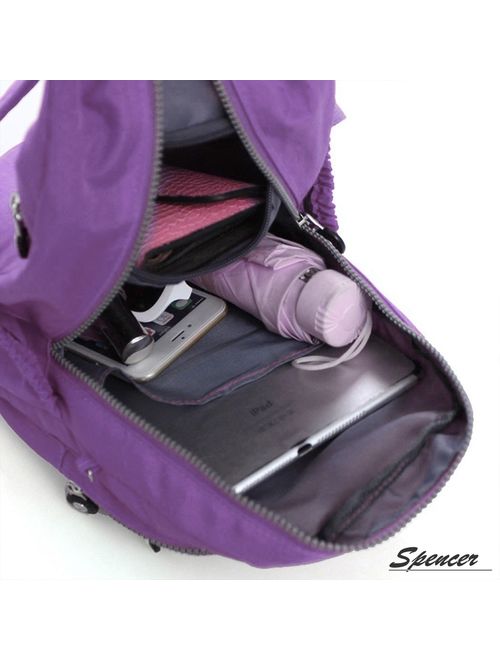 Spencer Women's Nylon Mini Travel Tiny Backpack Adjustable Straps Shoulder Rucksack for Hiking Outdoor "Blue"
