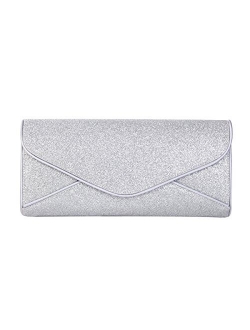 Premium Large Metallic Glitter Envelope Flap Clutch Evening Bag