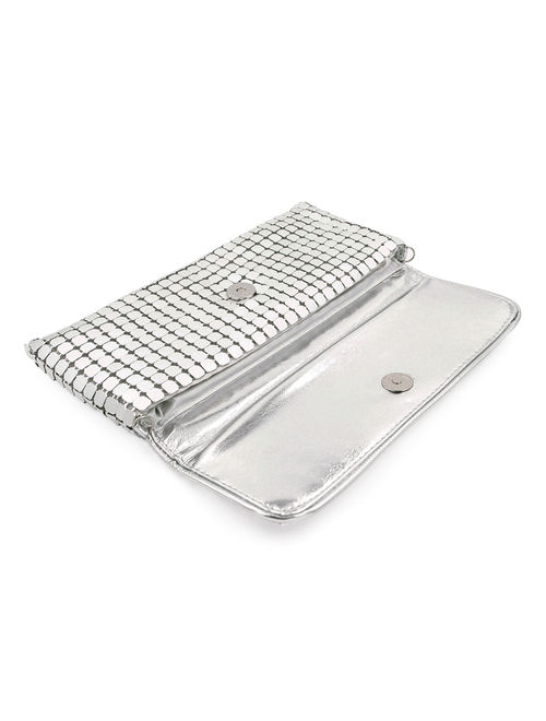 Chic Lightweight Metal Mesh Flap Clutch Evening Bag